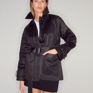 Abercrombie & Fitch Waxed Belted Black Utility Jacket - Size S